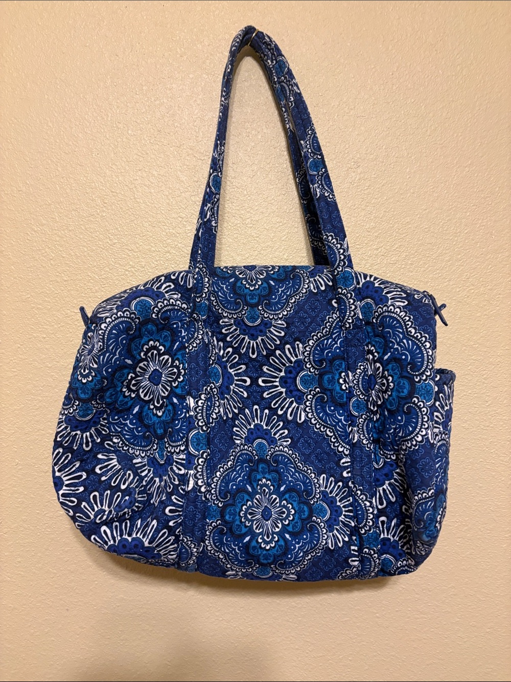 Quilted Blue Floral Tote Bag
